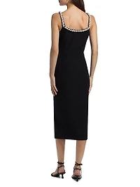 Prague Faux-Pearl-Embellished Stretch-Crepe Midi-Dress