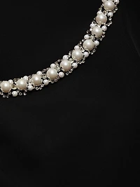 Prague Faux-Pearl-Embellished Stretch-Crepe Midi-Dress