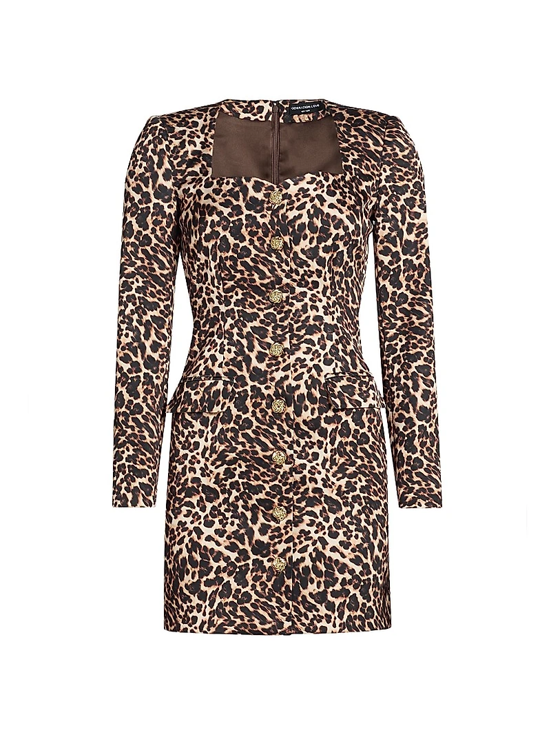 Odelia Leopard-Print Satin Minidress