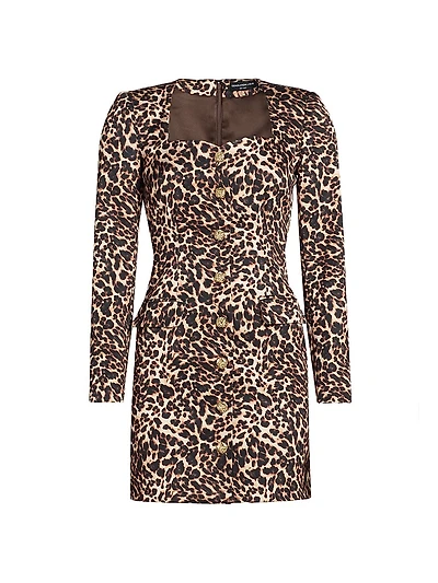 Odelia Leopard-Print Satin Minidress