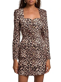 Odelia Leopard-Print Satin Minidress