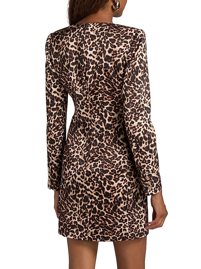 Odelia Leopard-Print Satin Minidress