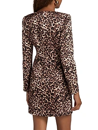 Odelia Leopard-Print Satin Minidress