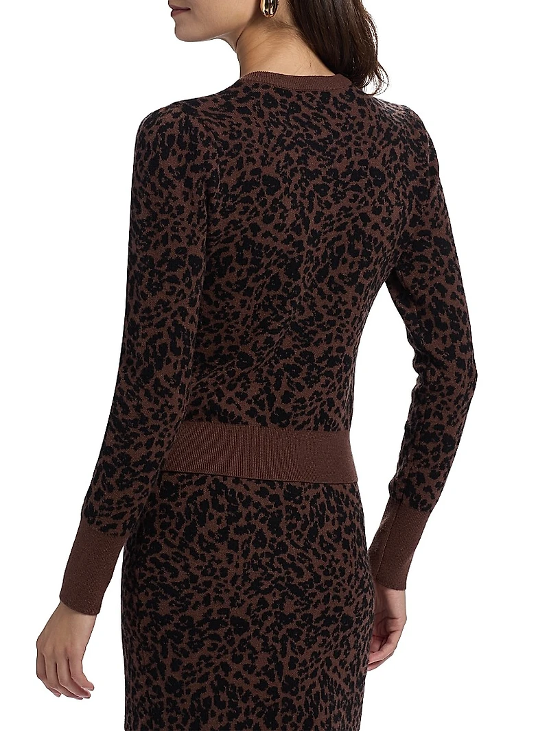 Tulum Leopard-Print Jacquard Cardigan