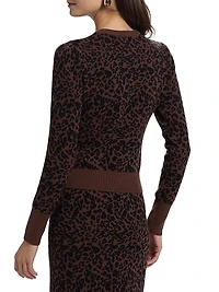 Tulum Leopard-Print Jacquard Cardigan