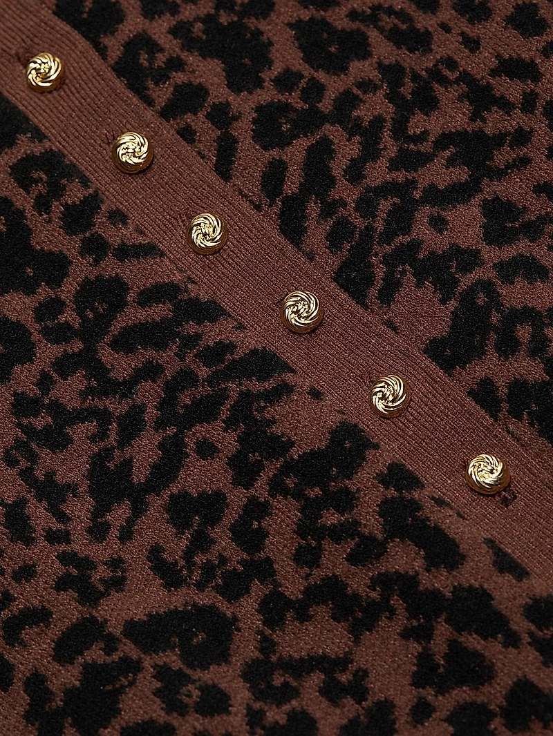 Tulum Leopard-Print Jacquard Cardigan