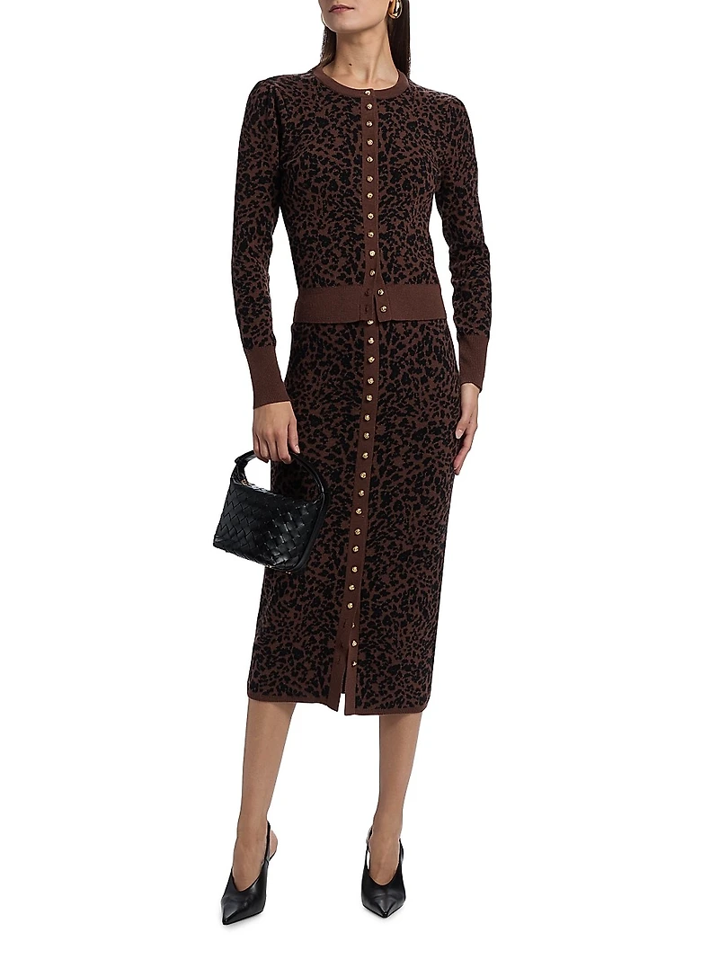 Tulum Leopard-Print Jacquard Cardigan