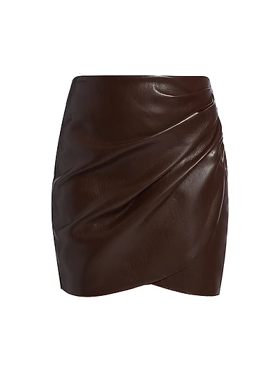 Shyann Faux-Leather Wrap Miniskirt
