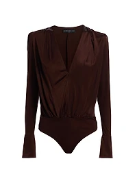 Elio Sheen Plunging V-Neck Bodysuit
