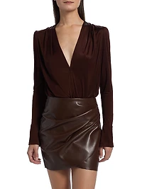 Elio Sheen Plunging V-Neck Bodysuit