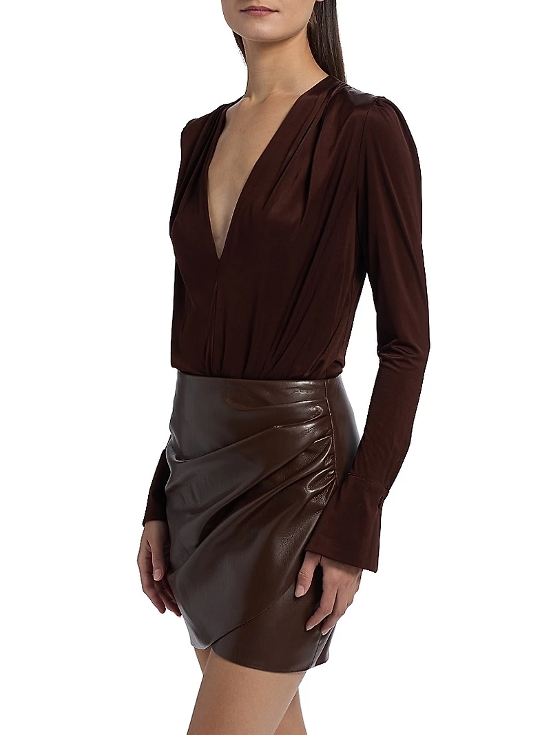 Elio Sheen Plunging V-Neck Bodysuit