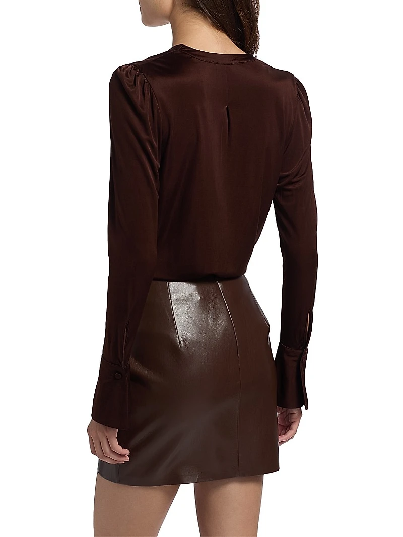 Elio Sheen Plunging V-Neck Bodysuit