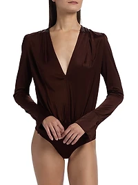 Elio Sheen Plunging V-Neck Bodysuit