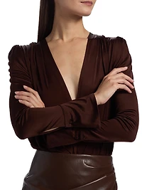 Elio Sheen Plunging V-Neck Bodysuit