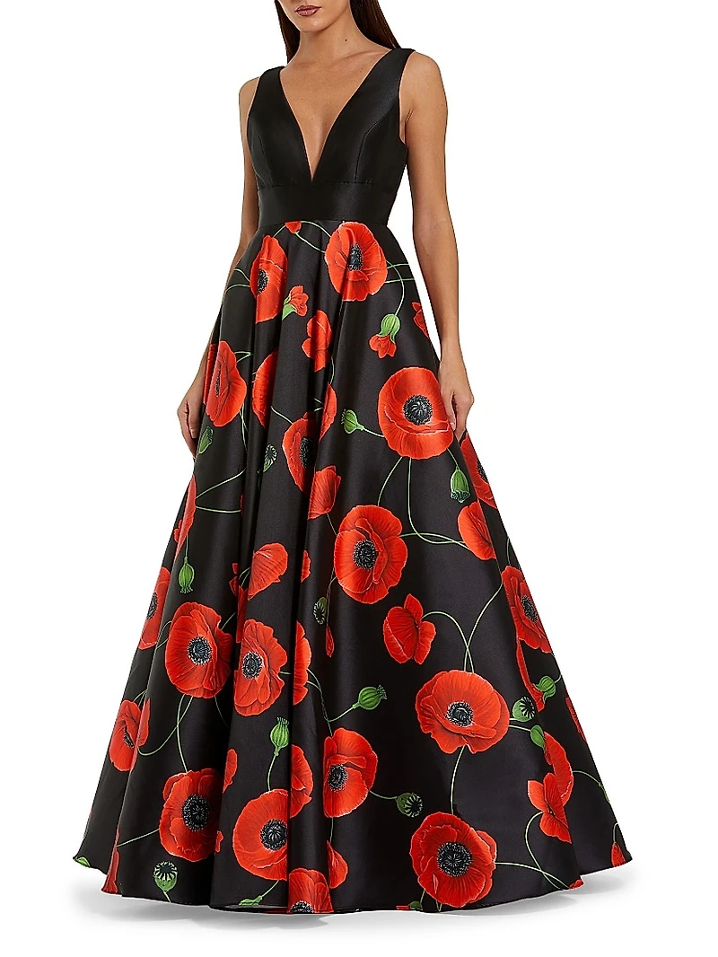 Floral Satin Gown