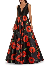 Floral Satin Gown