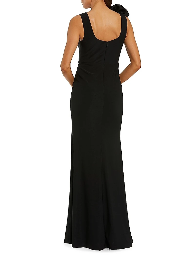Beaded Scoopneck Column Gown