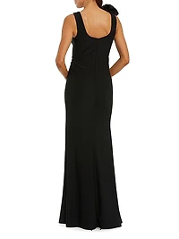 Beaded Scoopneck Column Gown