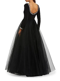 Crystal-Embellished Tulle Gown