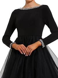 Crystal-Embellished Tulle Gown