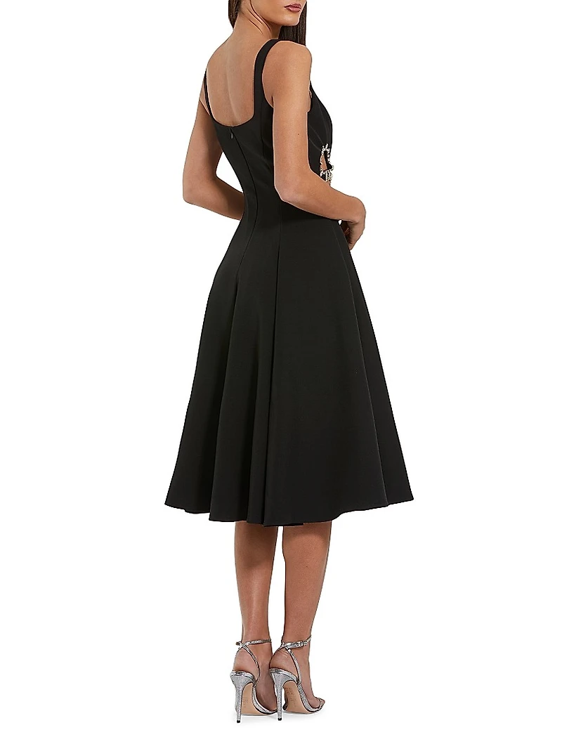Crystal-Embellished Cut-Out Crepe Cocktail Dress
