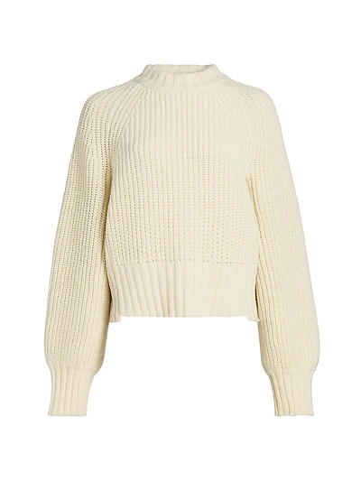 Wool-Blend Cropped Crewneck Sweater