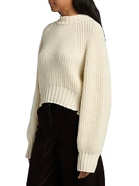 Wool-Blend Cropped Crewneck Sweater