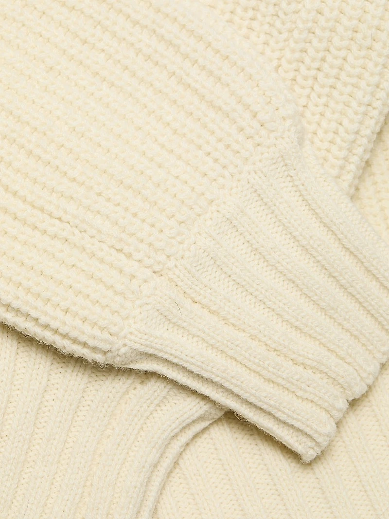 Wool-Blend Cropped Crewneck Sweater