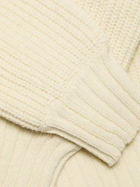 Wool-Blend Cropped Crewneck Sweater