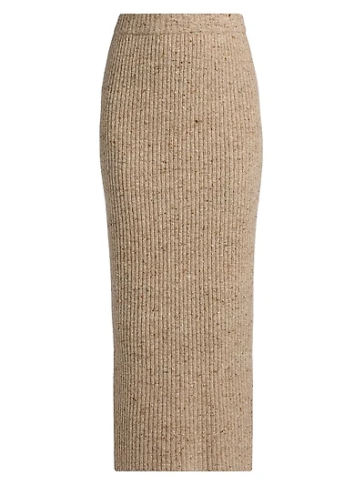 Wool-Blend Rib-Knit Midi-Skirt