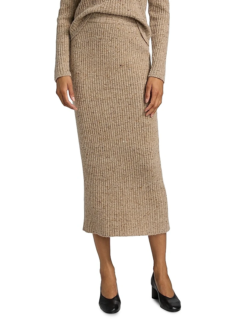 Wool-Blend Rib-Knit Midi-Skirt