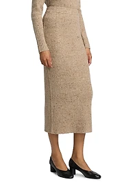 Wool-Blend Rib-Knit Midi-Skirt