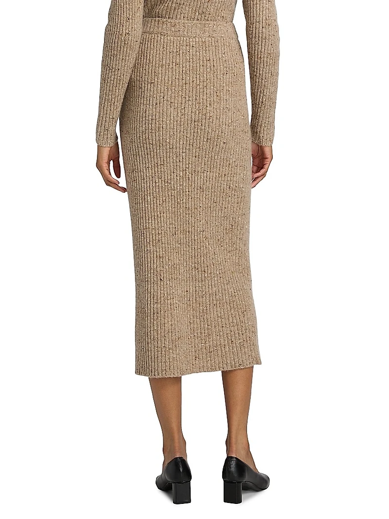 Wool-Blend Rib-Knit Midi-Skirt