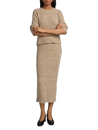 Wool-Blend Rib-Knit Midi-Skirt