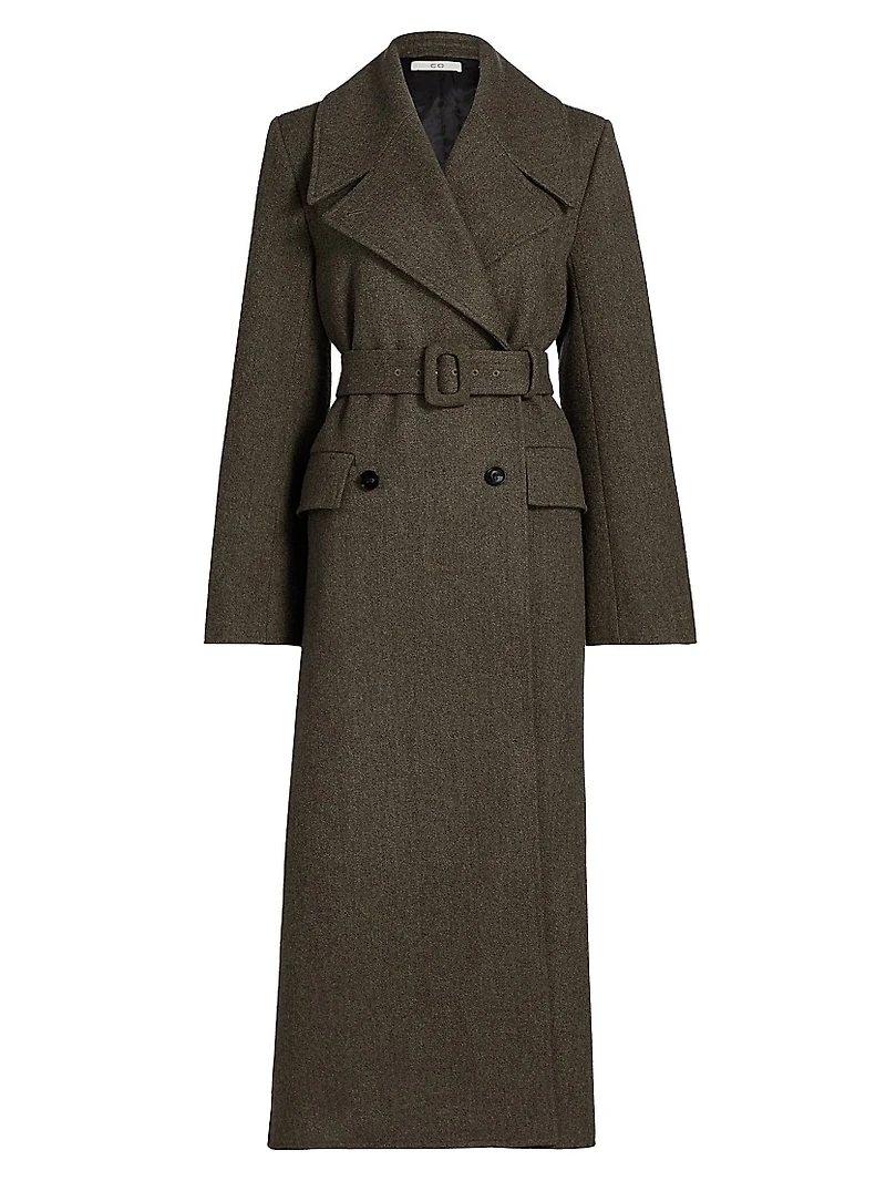 Wool Belted Double-Breasted Peacoat
