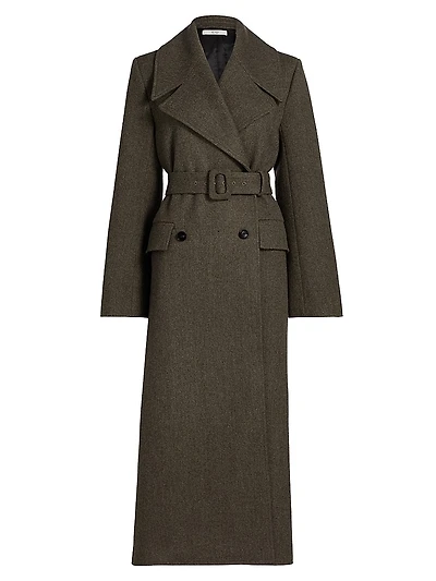 Wool Belted Double-Breasted Peacoat