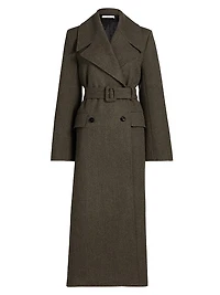 Wool Belted Double-Breasted Peacoat