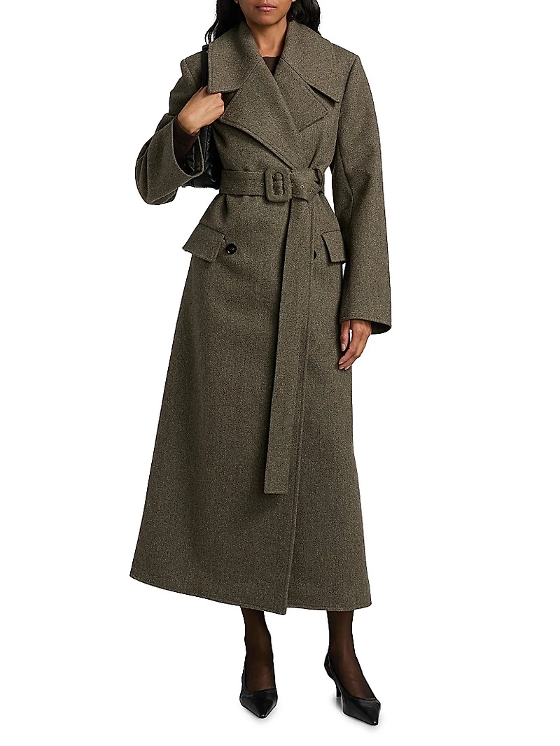 Wool Belted Double-Breasted Peacoat