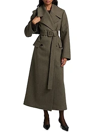 Wool Belted Double-Breasted Peacoat