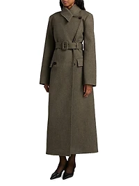 Wool Belted Double-Breasted Peacoat