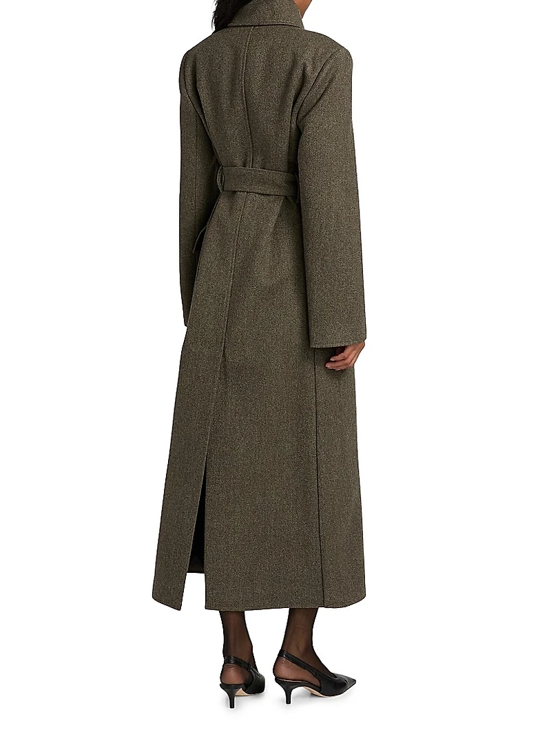 Wool Belted Double-Breasted Peacoat