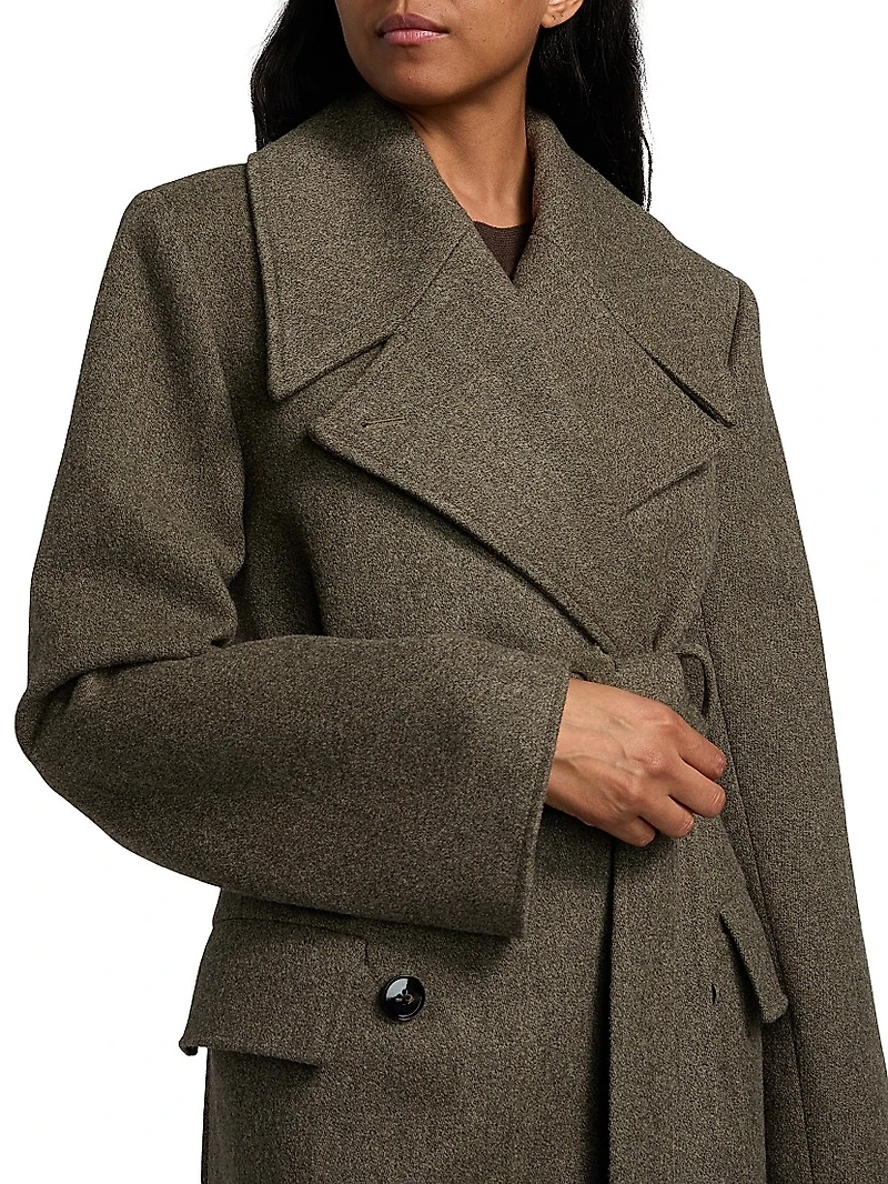 Wool Belted Double-Breasted Peacoat