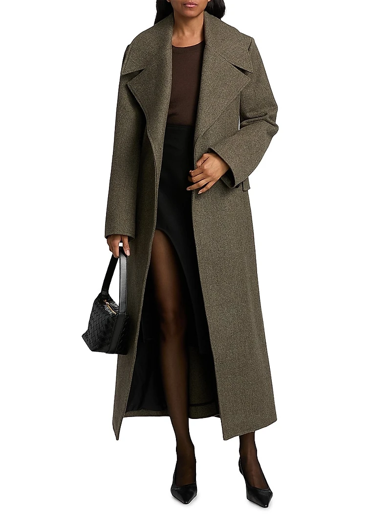 Wool Belted Double-Breasted Peacoat