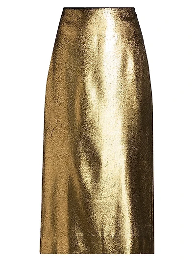 Metallic Velvet Midi-Skirt