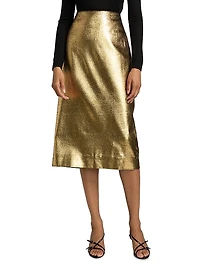Metallic Velvet Midi-Skirt