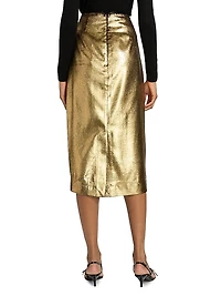 Metallic Velvet Midi-Skirt