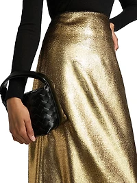 Metallic Velvet Midi-Skirt