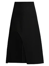 Keyhole Wool Midi-Skirt