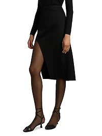 Keyhole Wool Midi-Skirt