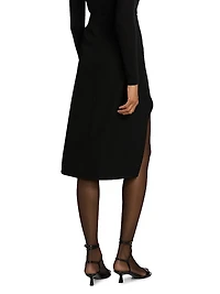 Keyhole Wool Midi-Skirt